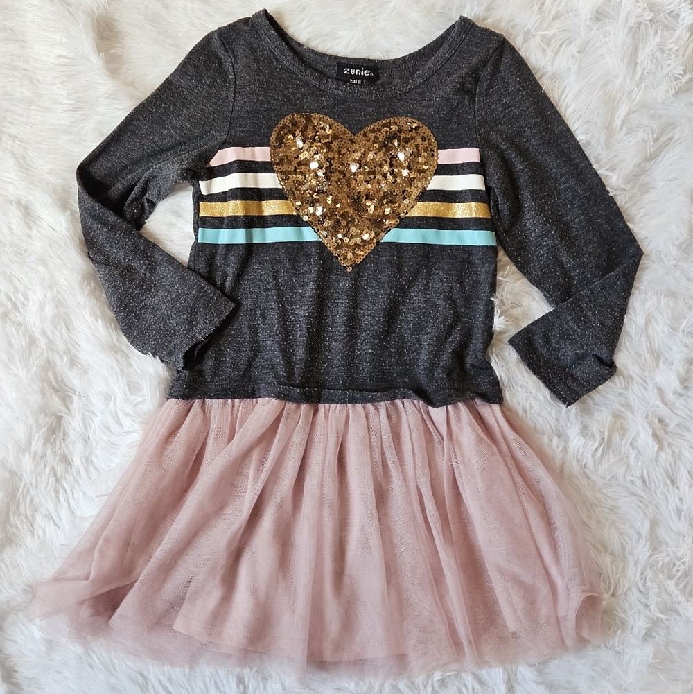 Zunie Gold Heart Dress with Pink Tulle 5